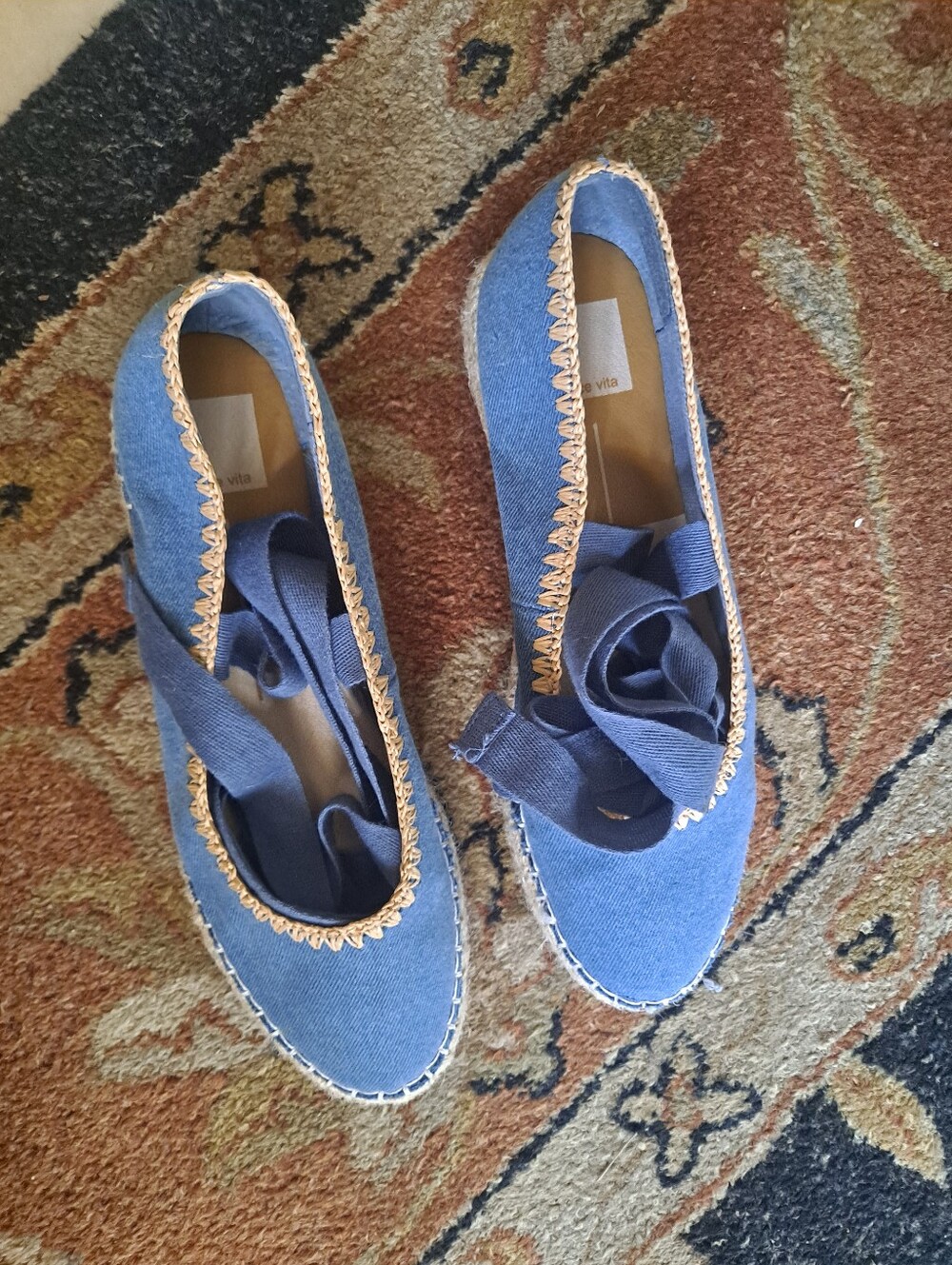 Dolce Vita Denim Blue Espadrille Ankle-Tie Shoes - Picture 4 of 10